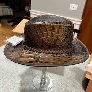 Crocodile Cowboy Hat Men XXL Monty Genuine Leather Outback Embossed